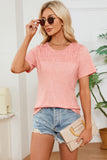 Ruched Round Neck Short Sleeve T-Shirt - Trendsi