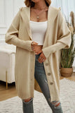 Button Up Long Sleeve Hooded Cardigan - Trendsi - Flyclothing LLC