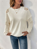 Perfee Cutout Round Neck Long Sleeve Sweatshirt - Trendsi