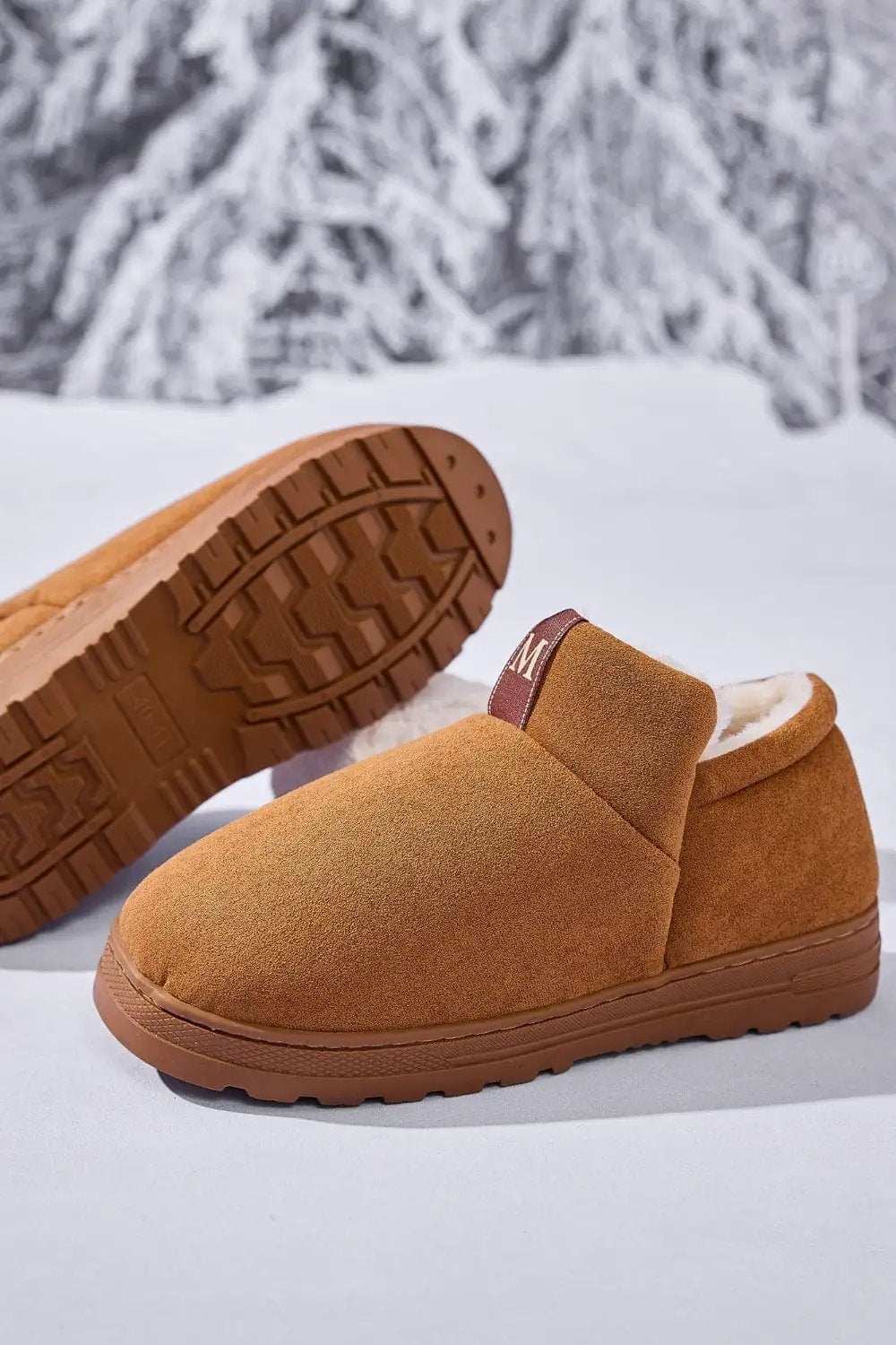 Letter M Suede Round Toe Slippers - Trendsi - Flyclothing LLC