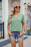 Florira Notched Short Sleeve T-Shirt - Trendsi - Flyclothing LLC