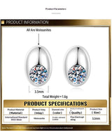 S925 Sterling Silver Oval Stud Earrings With A Single Moissanite Diamond - My Store - Flyclothing LLC