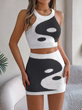 Round Neck Sleeveless Top and Skirt Knit Set - Trendsi