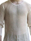 Men's Full Size Hollow Out Round Neck Long Sleeve Top Plus Size - Trendsi - Flyclothing LLC