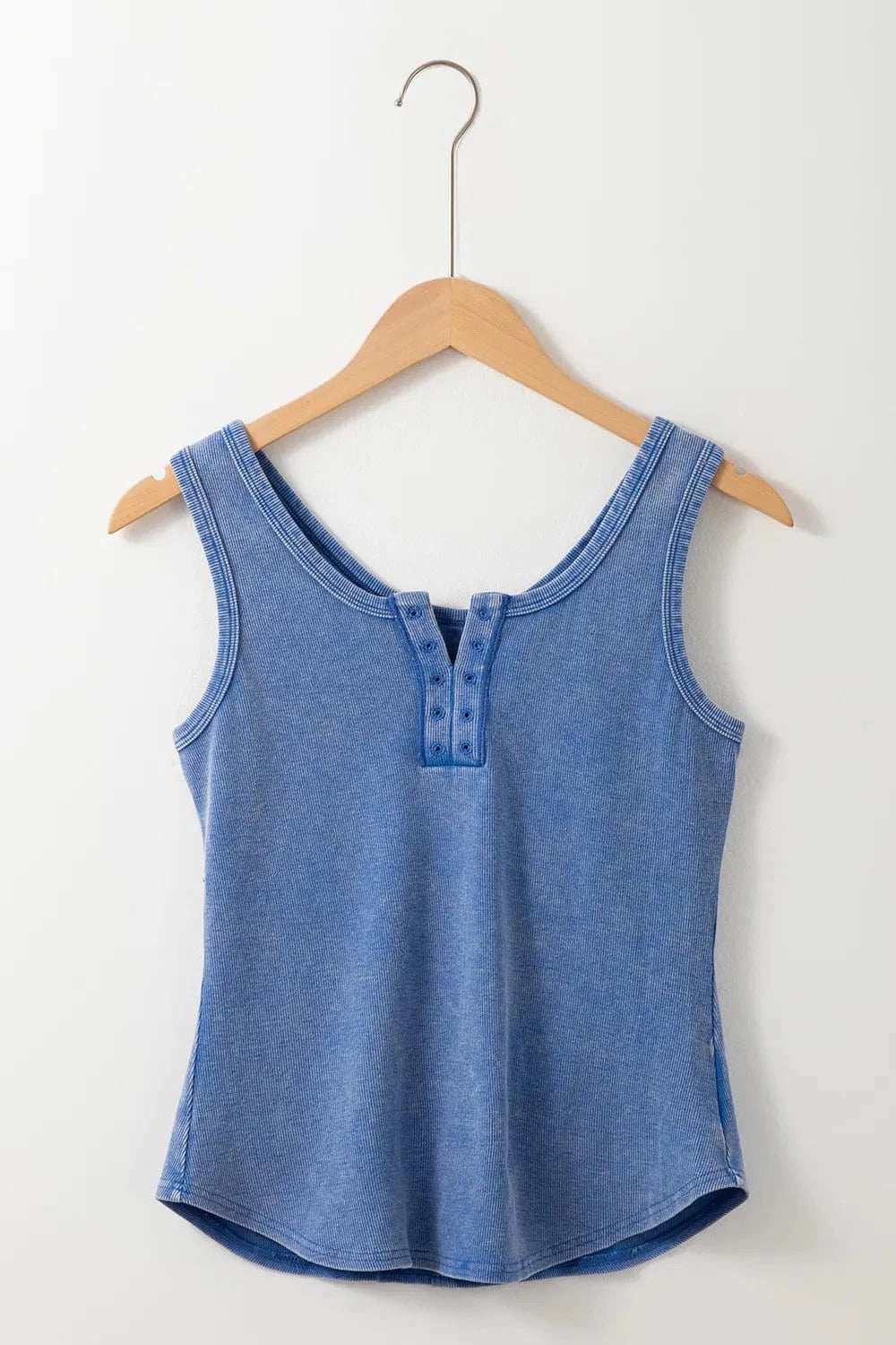 Mineral Wash Ribbed Notch Neck Tank - Trendsi - Flyclothing LLC