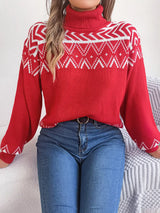 Turtleneck Dropped Shoulder Sweater - Trendsi - Flyclothing LLC