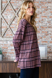 Heimish Full Size Plaid V-Neck Long Sleeve Top - Trendsi