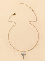 Zircon Palm Tree Pendant Necklace - Trendsi - Flyclothing LLC