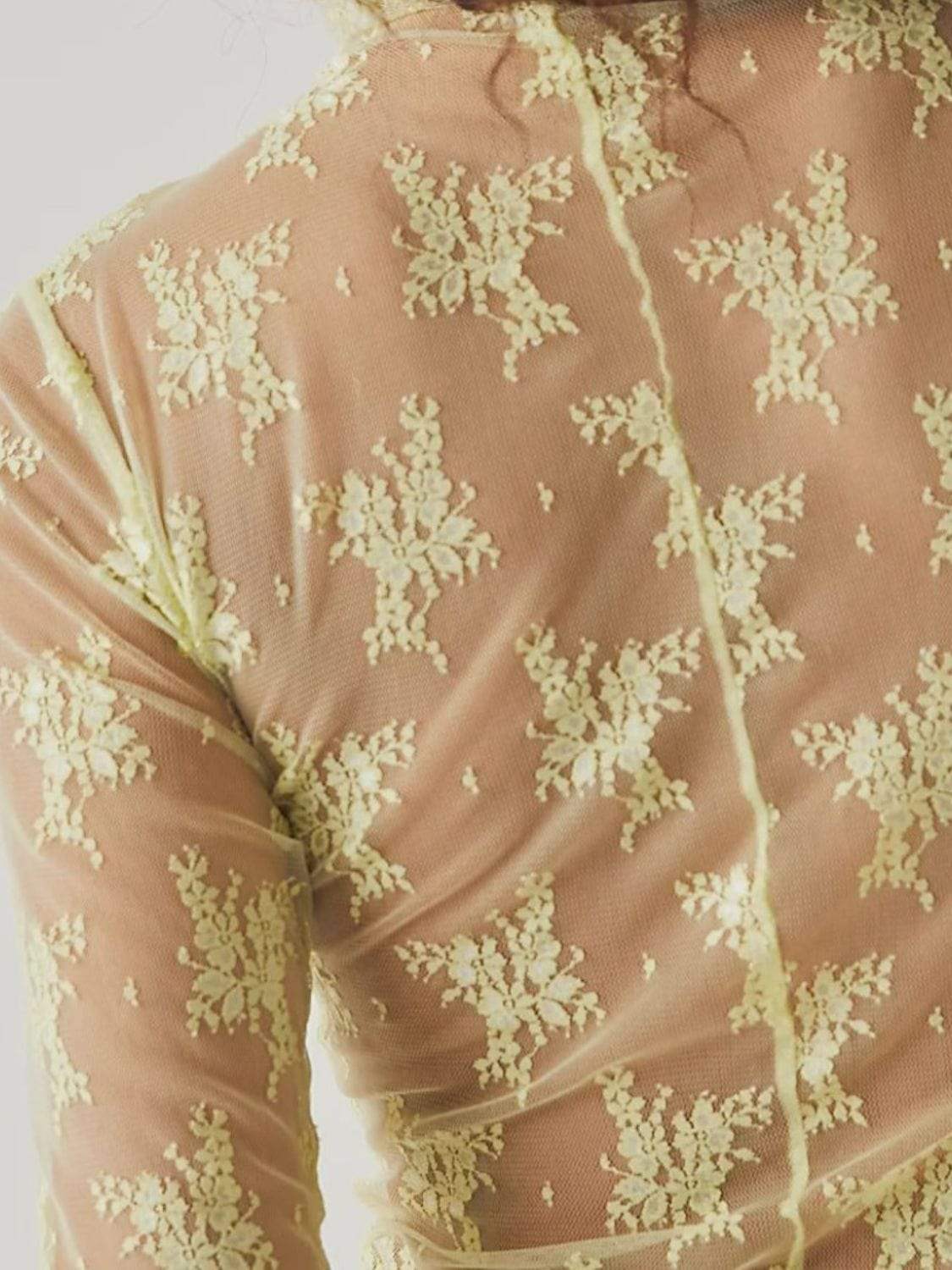 Lace Mock Neck Long Sleeve Blouse - Trendsi - Flyclothing LLC