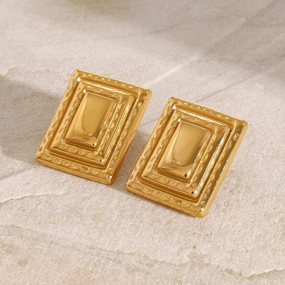 18K Gold-Plated Stainless Steel Square Shape Earrings - Trendsi - Flyclothing LLC