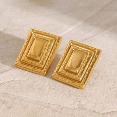 18K Gold-Plated Stainless Steel Square Shape Earrings - Trendsi