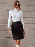 Decorative Button Slit Mini Skirt - Trendsi - Flyclothing LLC