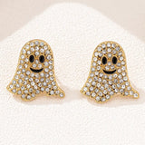 18K Gold-Plated Rhinestone Halloween Ghost Earrings - Trendsi - Flyclothing LLC