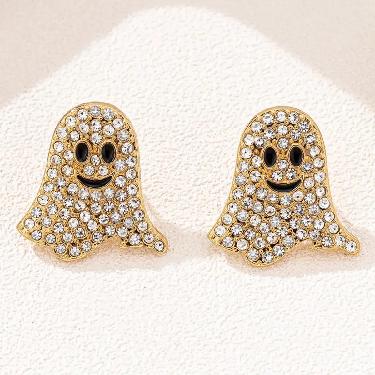 18K Gold-Plated Rhinestone Halloween Ghost Earrings - Trendsi - Flyclothing LLC