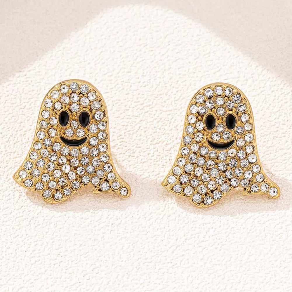 18K Gold-Plated Rhinestone Halloween Ghost Earrings - Trendsi - Flyclothing LLC