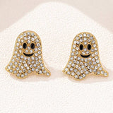 18K Gold-Plated Rhinestone Halloween Ghost Earrings - Trendsi - Flyclothing LLC