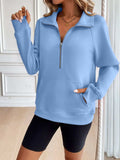 Ivy Lane Half Zip Raglan Sleeve Sweatshirt - Trendsi - Flyclothing LLC