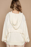 POL Half Zip Drop Shoulder Hooded Sweater - Trendsi