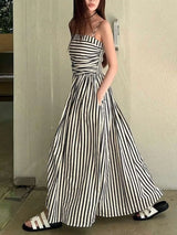 Striped Spaghetti Strap Casual Maxi Dress - Trendsi - Flyclothing LLC