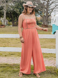 Plus Size Lace Detail Spaghetti Strap Wide Leg Jumpsuit - Trendsi - Flyclothing LLC
