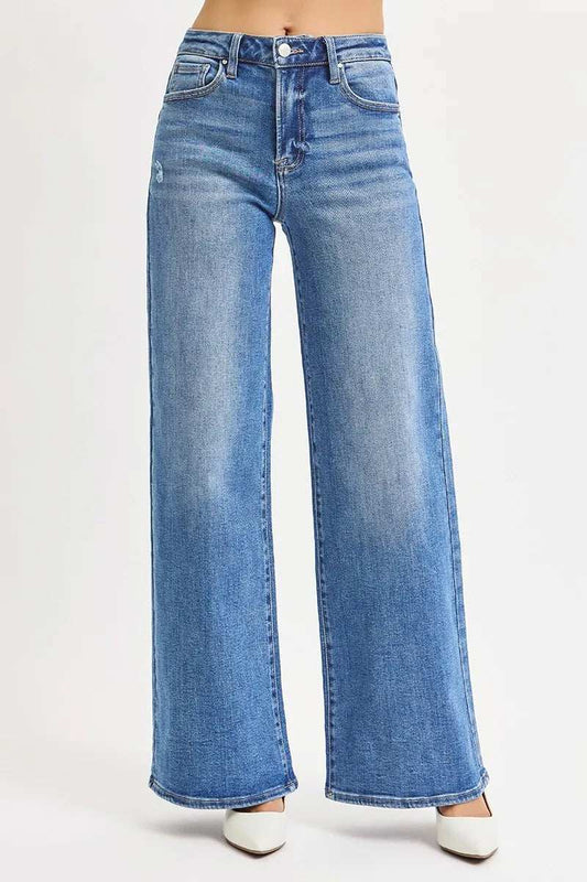 RISEN Full Size High Rise Wide Leg Jeans Plus Size - Trendsi - Flyclothing LLC