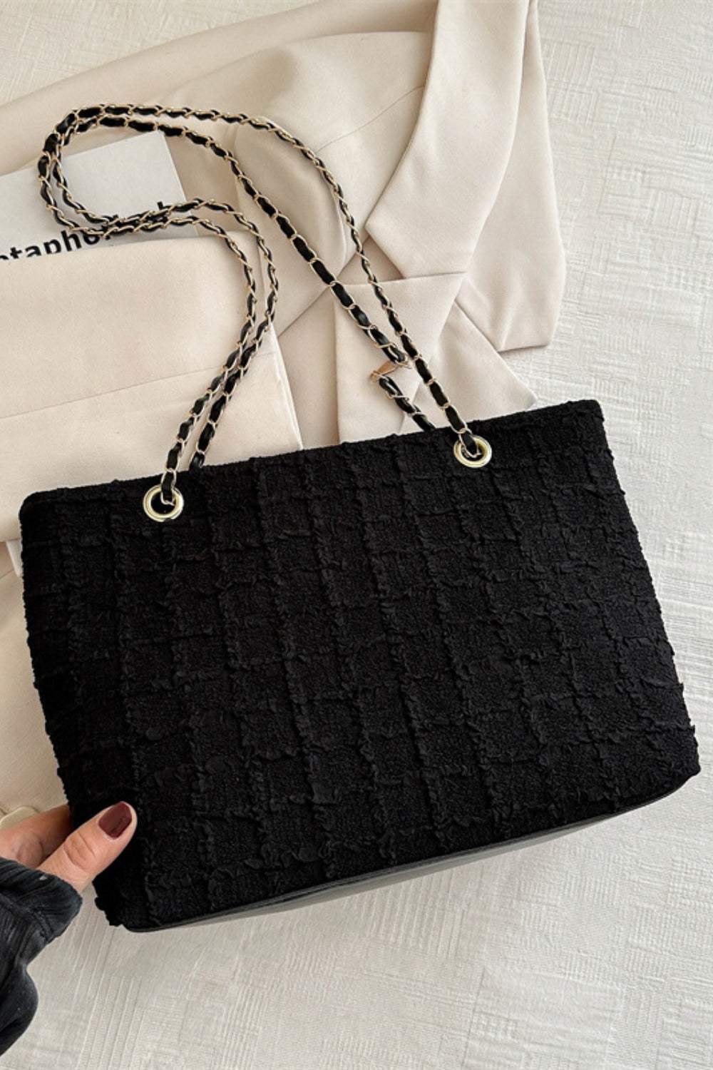 Polyester Texture Chain Tote bag - Trendsi - Flyclothing LLC