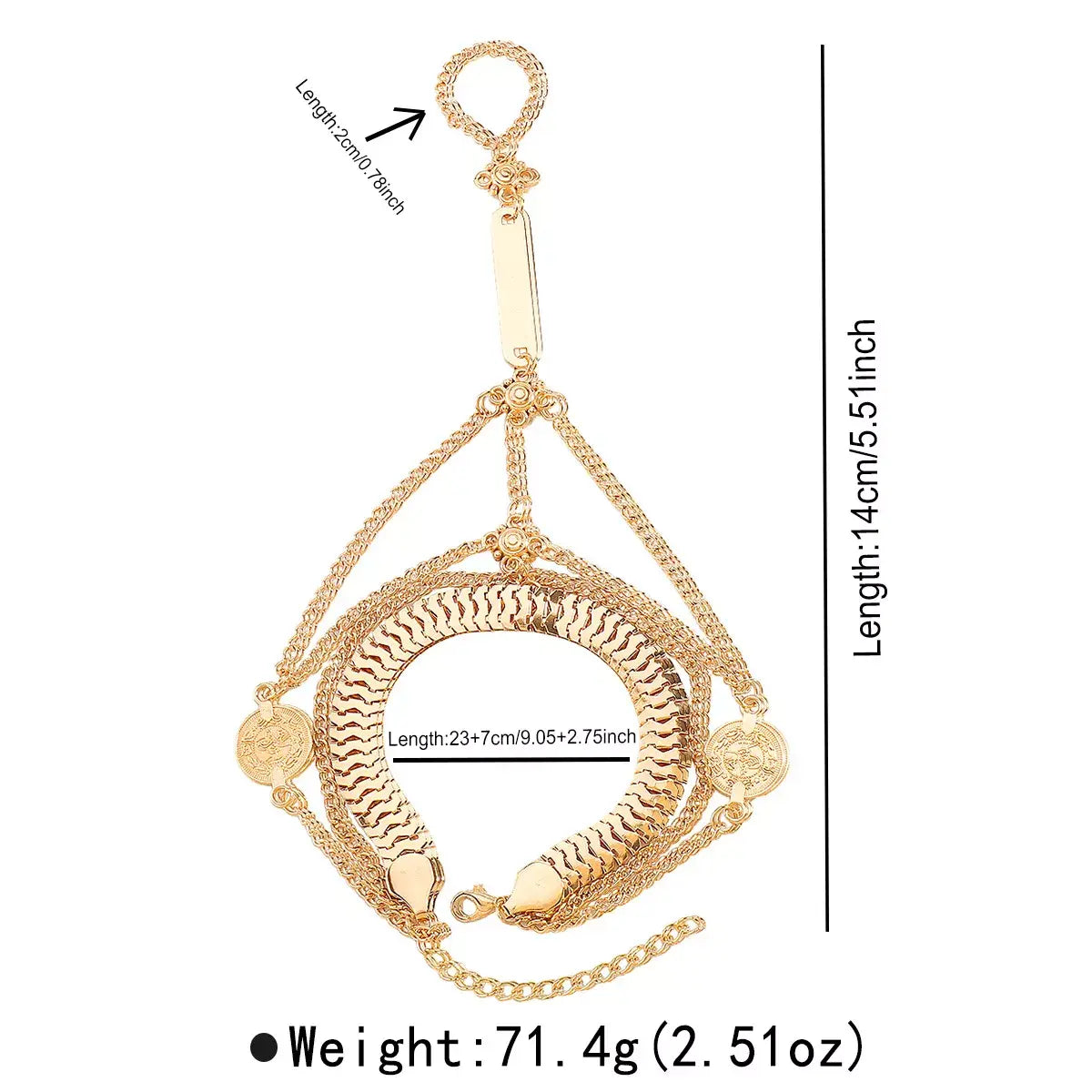 Multi Layered Chain Bracelet with Finger Ring - Trendsi - Flyclothing LLC