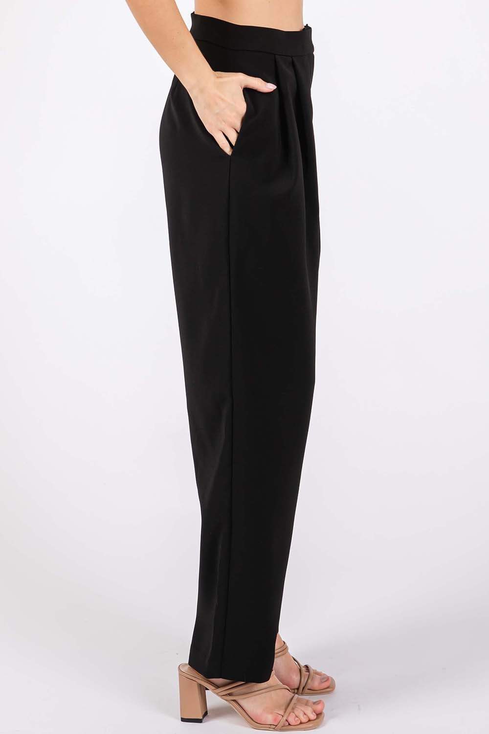 GeeGee High-Waisted Pleated Pants - Trendsi - Flyclothing LLC