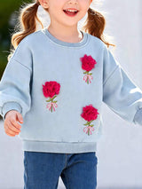 Children's Flower Applique Round Neck Sweatshirt - Trendsi - Flyclothing LLC