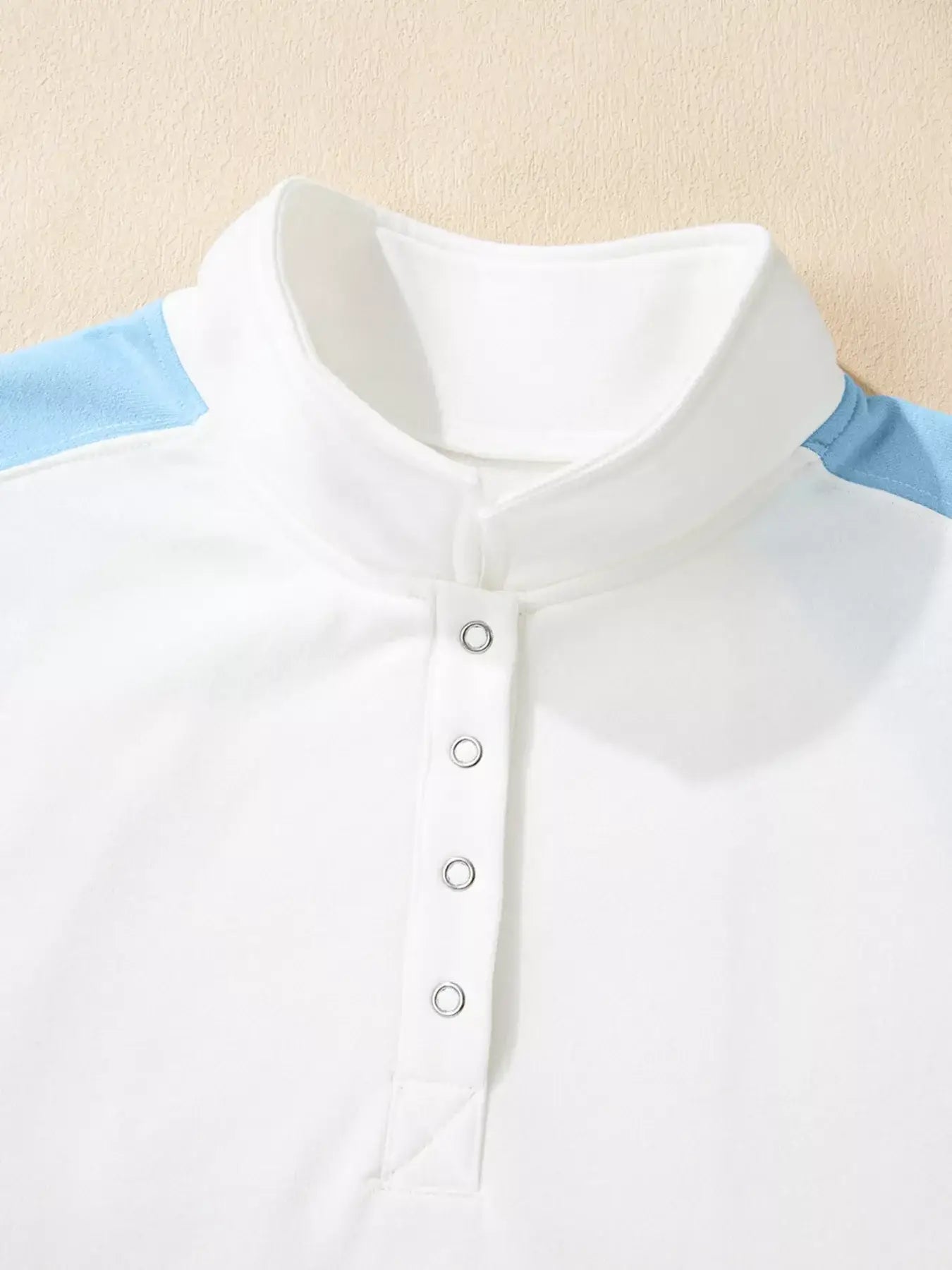 Color Block Snap Buttons Sweatshirt - Trendsi - Flyclothing LLC