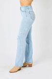 Judy Blue Full Size High Waist Distressed Straight Jeans - Trendsi - Flyclothing LLC