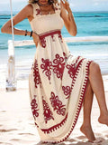 Smocked Printed Wide Strap Maxi Dress - Trendsi - Flyclothing LLC