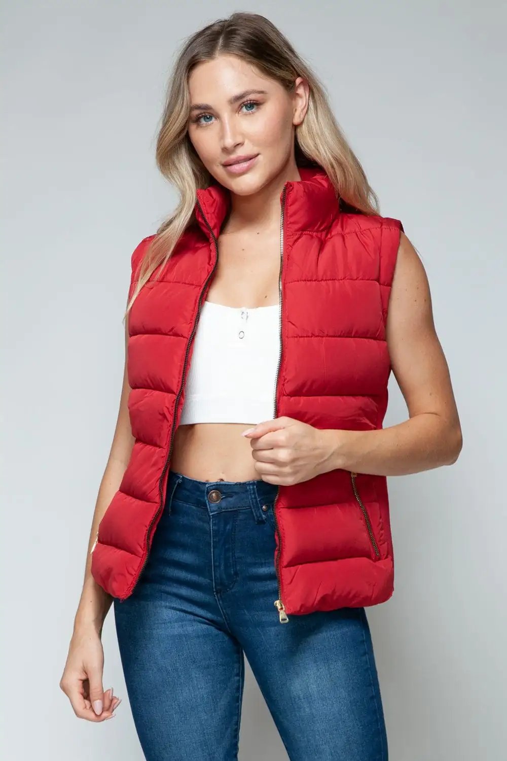 Snobbish Zip Up Turtleneck Vest with Pockets - Trendsi