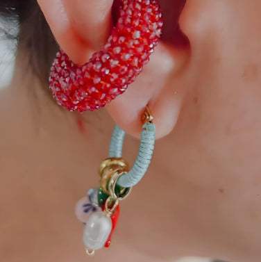 Stainless Steel Chili-shaped Pearl Multi-drop Pendant Earrings - My Store - Flyclothing LLC