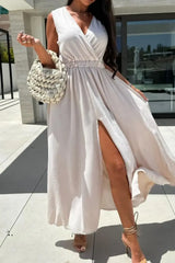 Surplice Sleeveless Slit Maxi Dress - Trendsi - Flyclothing LLC