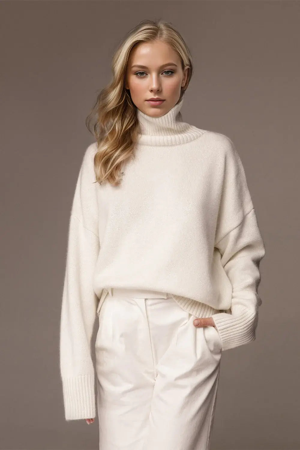 Basic Bae Turtleneck Dropped Shoulder Long Sleeve Sweater - ShopBasicbae - Flyclothing LLC
