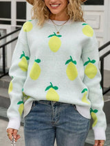 Lemon Crew Neck Round Neck Sweater - Trendsi - Flyclothing LLC