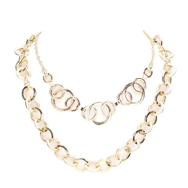 2pcs Metal Circle Link Accented Layered Adjustable Necklaces - Madeline Love - Flyclothing LLC