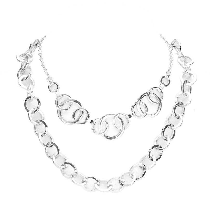 2pcs Metal Circle Link Accented Layered Adjustable Necklaces - Madeline Love - Flyclothing LLC