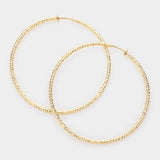 3.2" Textured Metal Hoop Clip on Earrings - Madeline Love - Flyclothing LLC