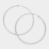 3.2" Textured Metal Hoop Clip on Earrings - Madeline Love - Flyclothing LLC