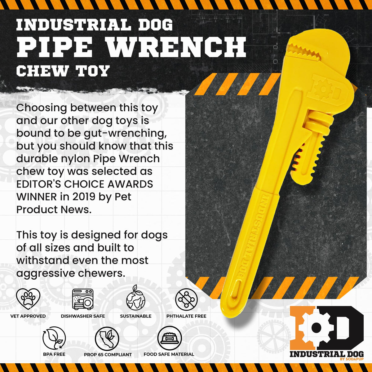 Pipe Wrench Nylon Dog Toy for Aggressive Chewers | USA Made | SodaPup - SodaPup/True Dogs, LLC - Flyclothing LLC