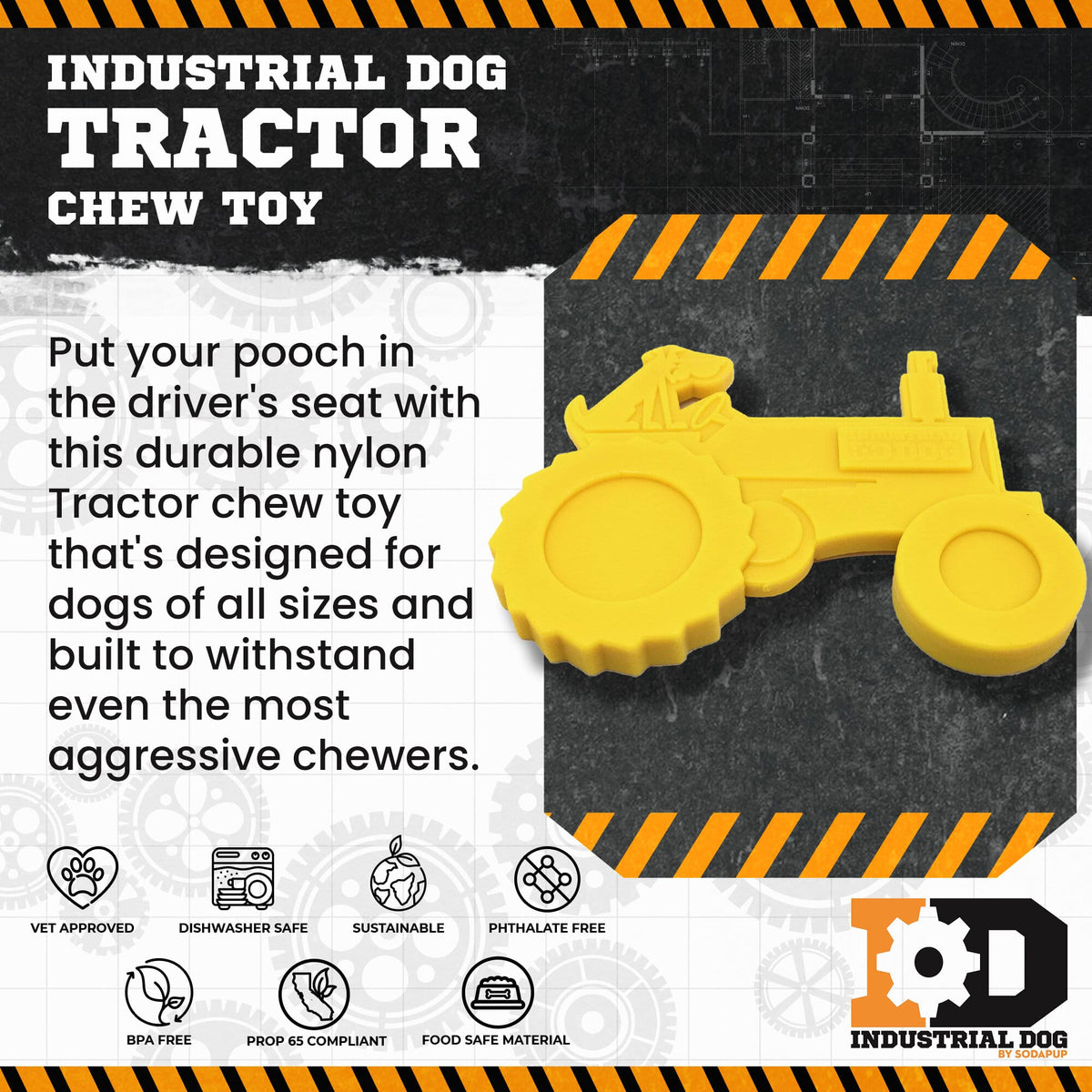 Tractor Nylon Dog Toy for Aggressive Chewers | USA Made | SodaPup - SodaPup/True Dogs, LLC - Flyclothing LLC