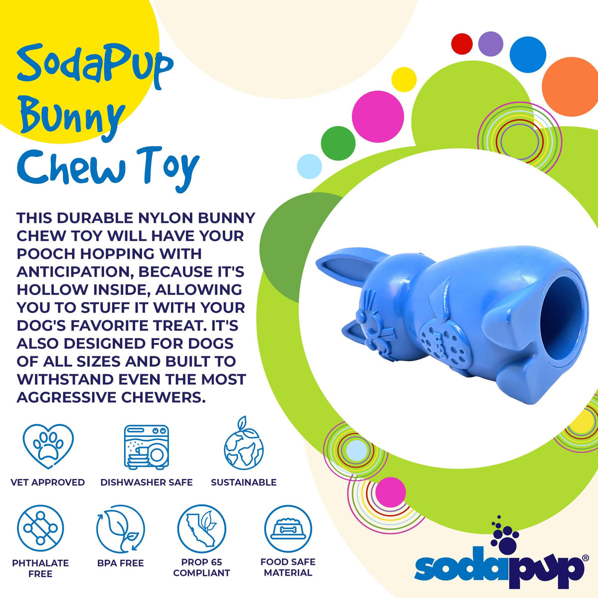 Bunny Nylon Chew Toy for Aggressive Chewers | Durable & USA Made - SodaPup/True Dogs, LLC - Flyclothing LLC
