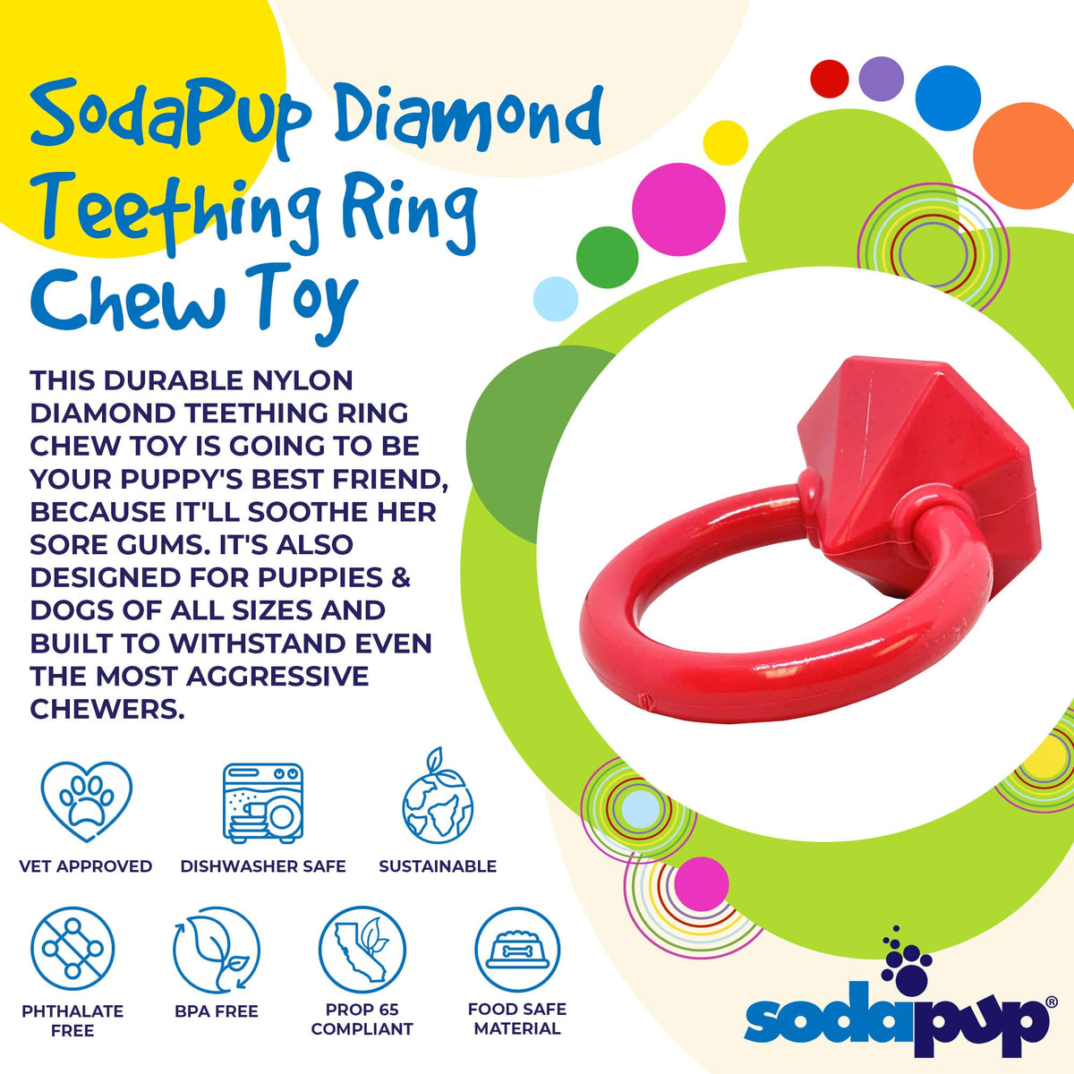 Diamond Ring Nylon Teething Ring for Puppies | Durable & USA Made - SodaPup/True Dogs, LLC - Flyclothing LLC