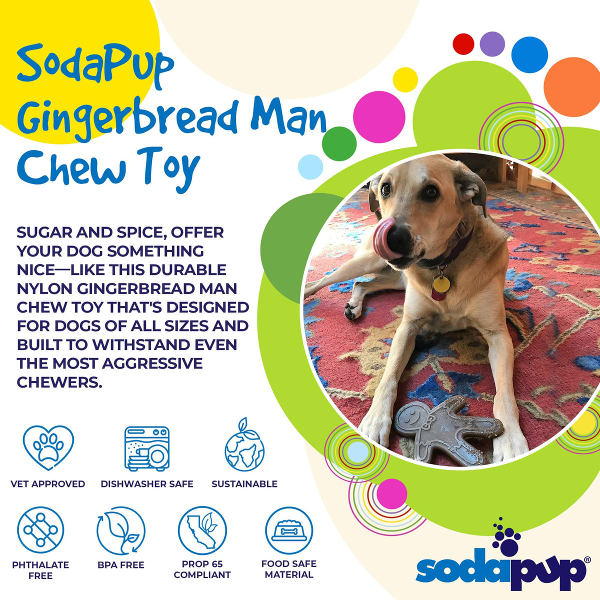 Gingerbread Man Nylon Dog Chew Toy for Aggressive Chewers | USA Made - SodaPup/True Dogs, LLC - Flyclothing LLC