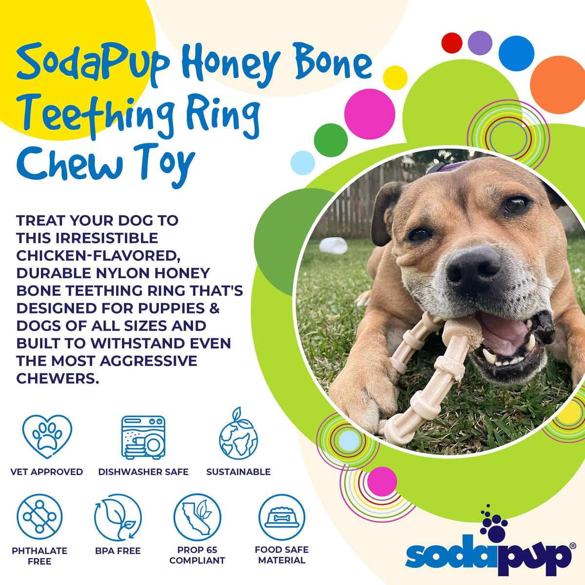 Chicken Flavored Teething Ring for Puppies & Aggressive Chewers | USA Made - SodaPup/True Dogs, LLC - Flyclothing LLC