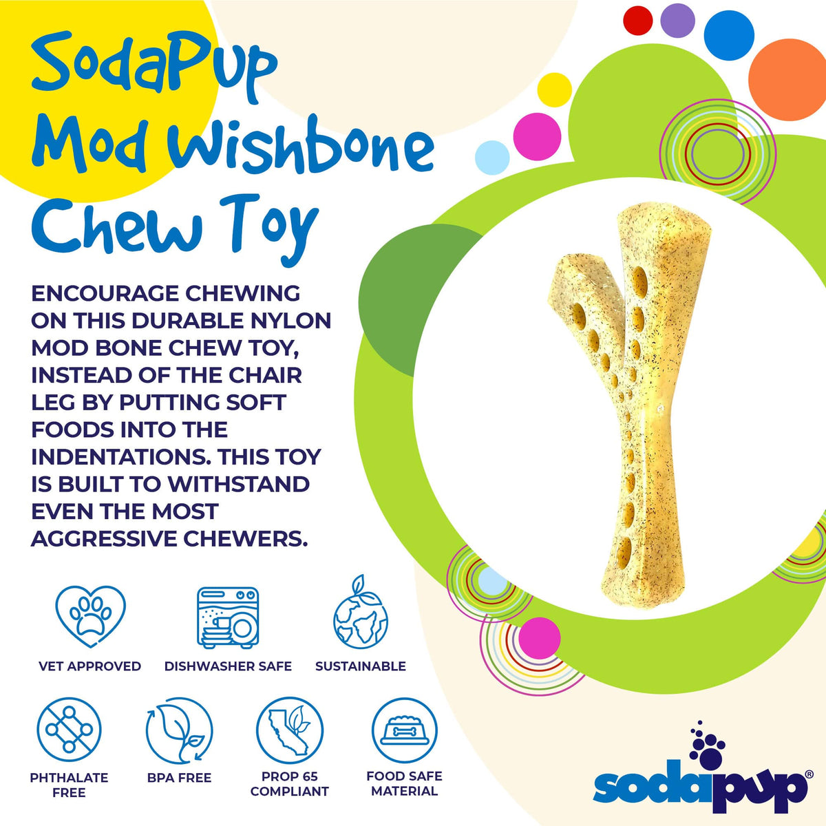 MOD Wishbone Nylon Dog Chew Toy for Aggressive Chewers | USA Made - SodaPup/True Dogs, LLC - Flyclothing LLC