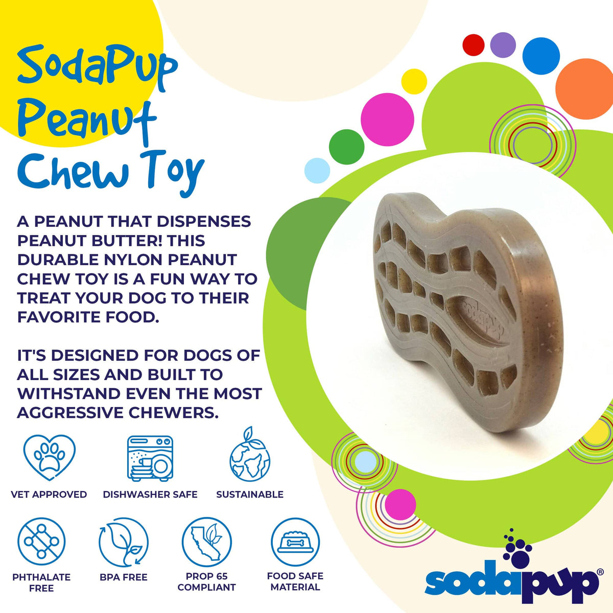 Peanut Nylon Dog Chew Toy | Ultra-Durable for Aggressive Chewers | SodaPup - SodaPup/True Dogs, LLC - Flyclothing LLC