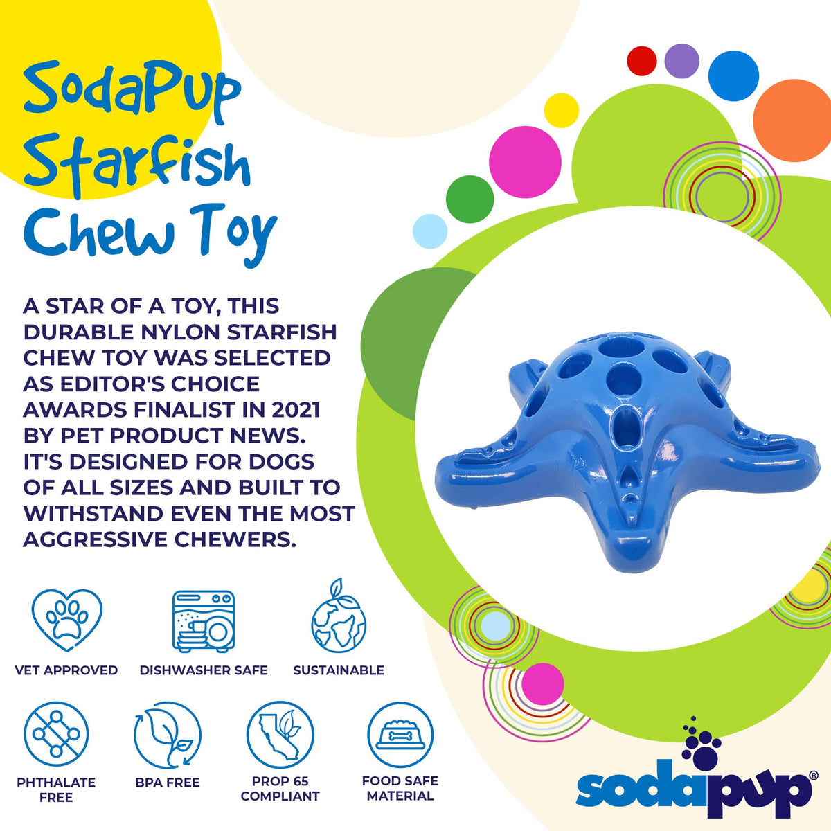 Starfish Nylon Dog Chew Toy for Aggressive Chewers | USA Made | SodaPup - SodaPup/True Dogs, LLC - Flyclothing LLC